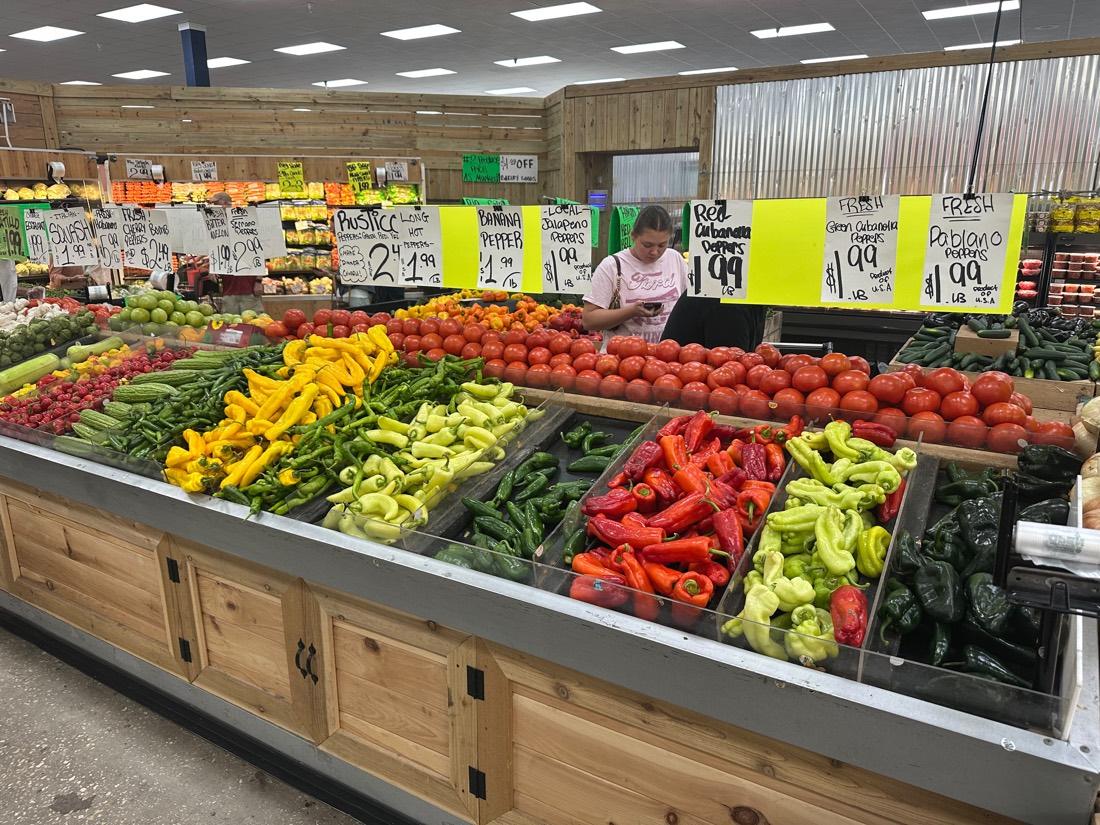 Fresh produce on display at market